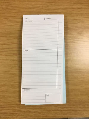LGP 2 PART , RESTAURANT CAFE WAITER FOOD ORDER PADS X 50 PADS