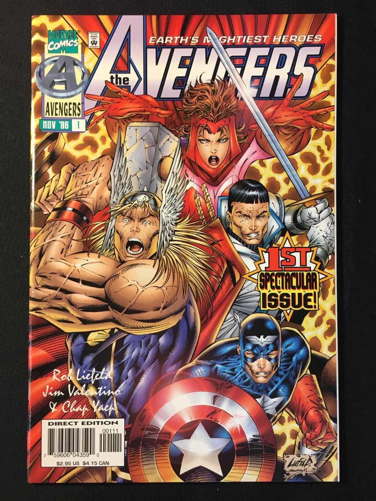 AVENGERS 1 KEY 1st app SWORDSMAN DEADPOOL ROB LIEFELD COVER SCARLET WITCH THOR