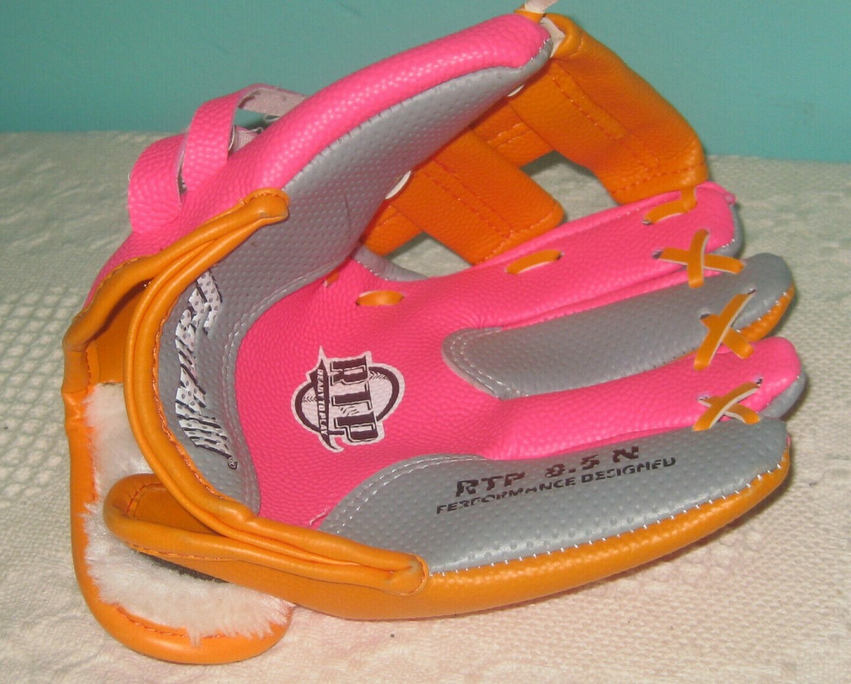Franklin Girls Baseball T Ball Glove size Pink Orange Silver