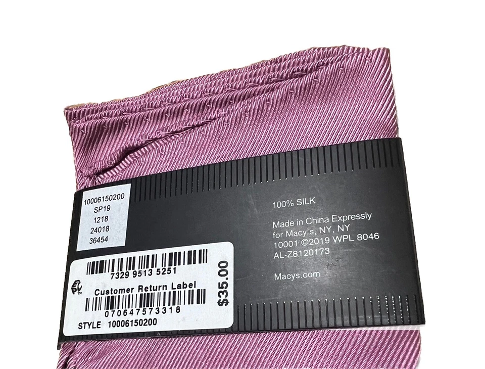 Cuadrado de bolsillo Alfani para hombre púrpura 100 % seda Foto 3 de 3