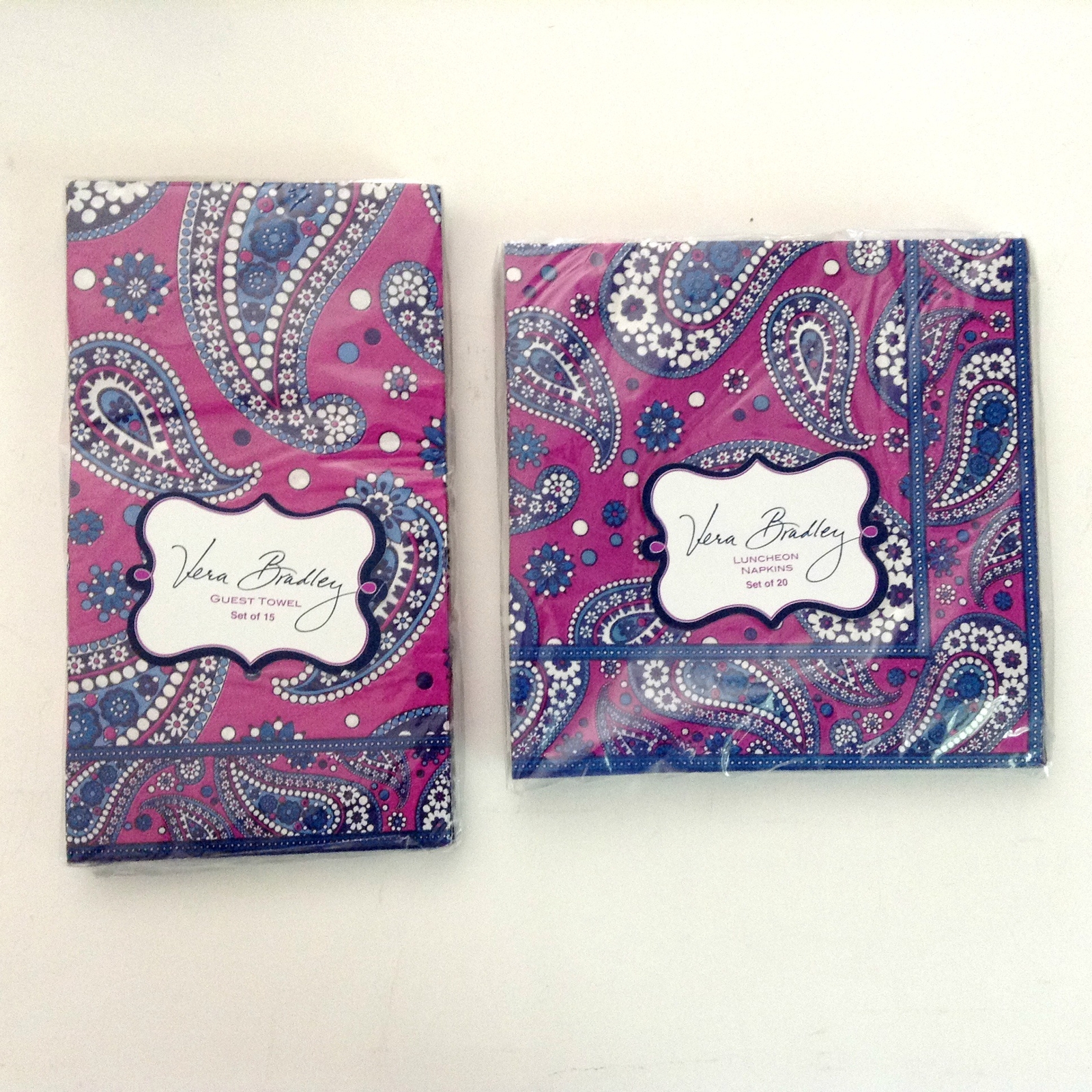 New Vera Bradley Paper Guest Towels (15) and Napkins (20) Boysenberry