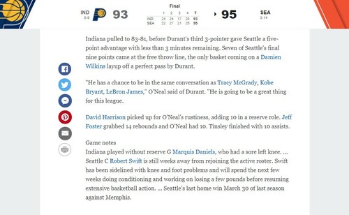 Boleto completo Kevin Durant novato primera victoria en Seattle 2007 Sonics Pacers 11/30 RARO - Imagen 12 de 12