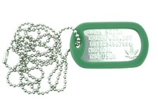 Custom Embossed Marijuana Alert ID Stainless Steel Military Style Tag Necklace