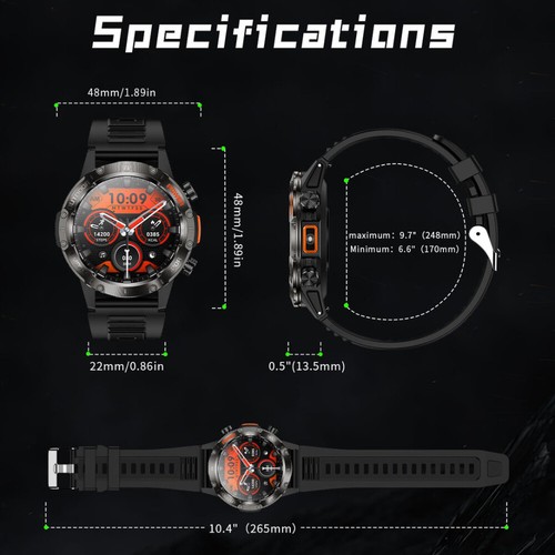 2025 Smart Watch Military Tactical Sport Heart Rate Fitness Tracker Wristwatch - Picture 2 of 28