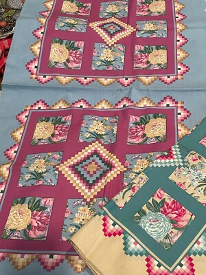Vintage Southwest Floral Peony Patch Pillow Cheater Quilt Fabric U-pick 2 square