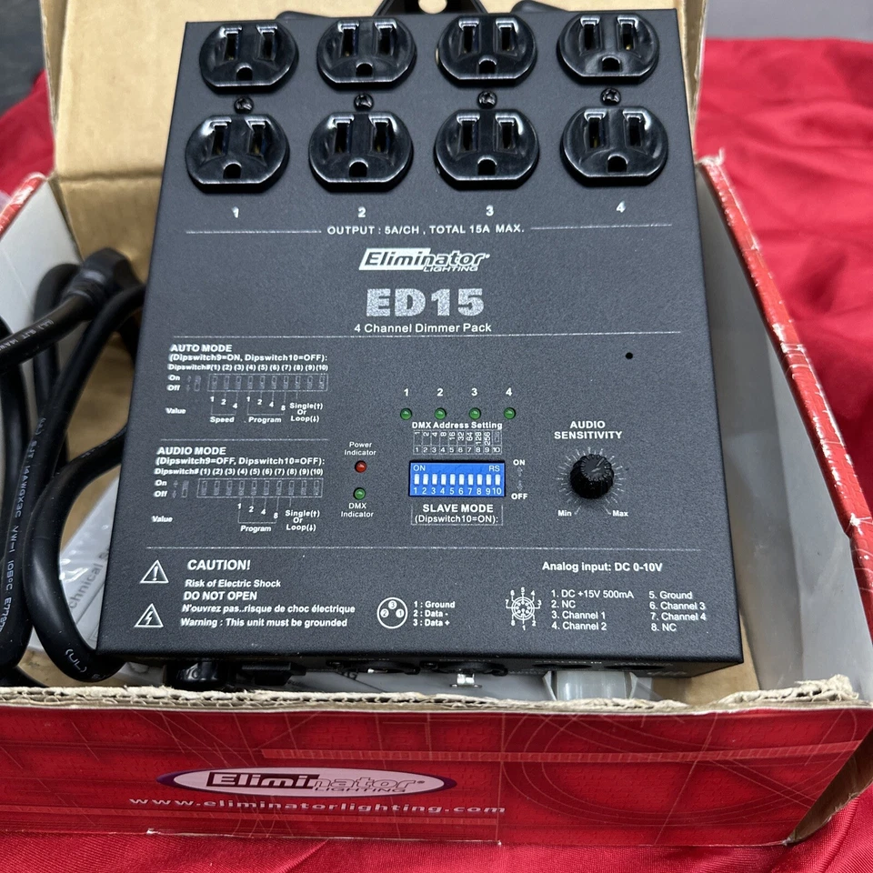 Eliminator ED15 4-Channel DMX Dimmer Pack To Control Light Fixture Movement ADJ. - Image 2 of 4