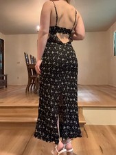 Flynn skye black and white floral ditsy summer midi dress size 1