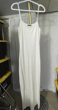 PrettyLittleThing Off White Spaghetti Strap Bodycon Dress Sz 10 Tall Summer Chic