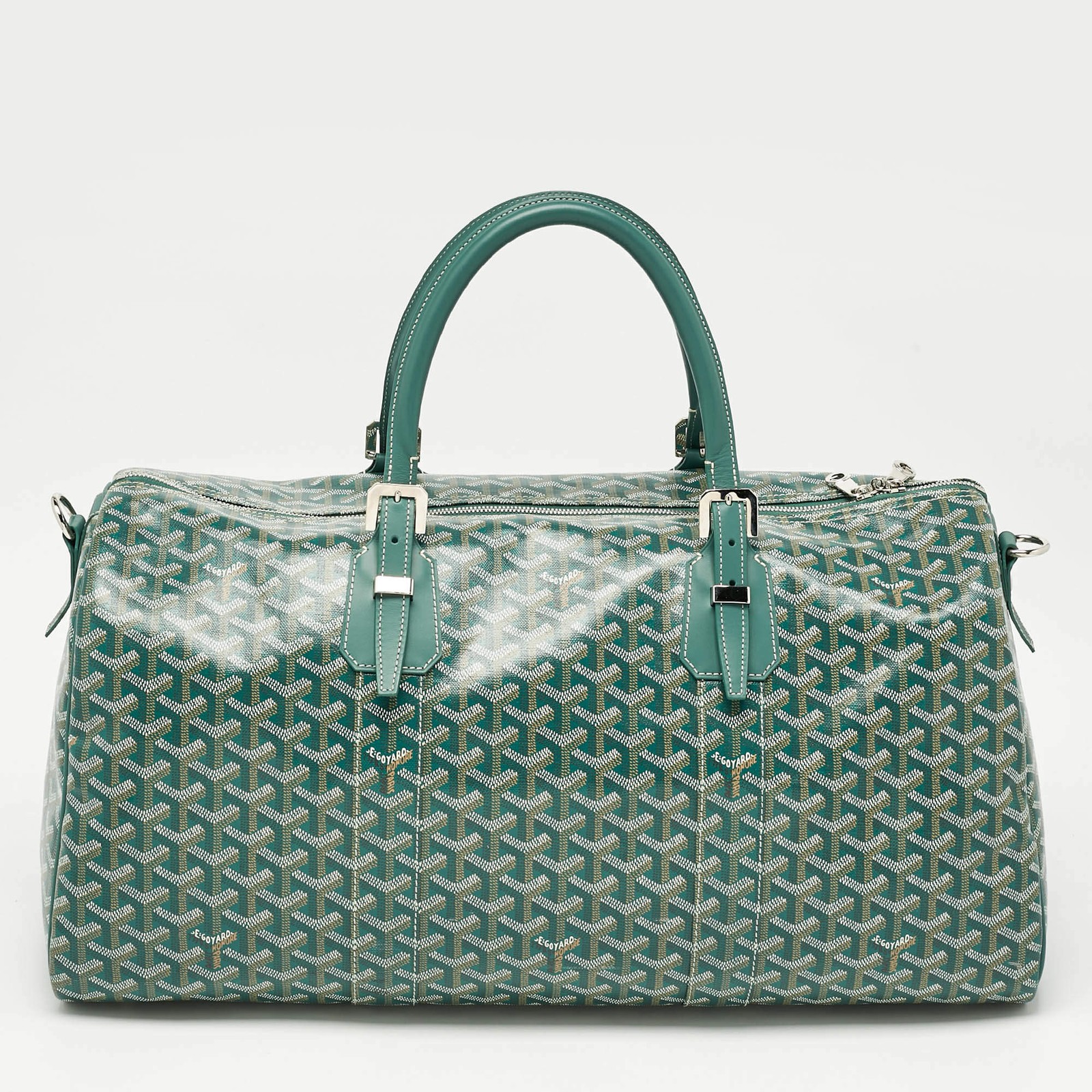 Goyard Green Goyardine Coated Canvas and Leather Boston 50 Bag