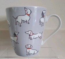CATH KIDSTON DOGS DACHSHUND/SAUSAGE DOGS GEY/WHITE 11CMS  TALL  DISHWASHER SAFE 