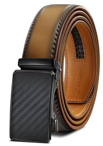 Men’s Ratchet Click Genuine Leather Belt Adjustable 30