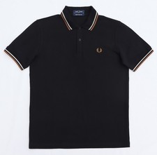 FRED PERRY - POLO POLO TWIN TIPPED SHIRT M12 - NERA - Taglia 40" M - NUOVO
