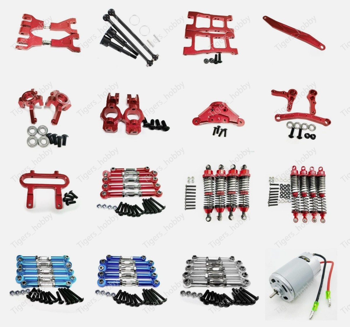 Kit Aggiornamento In Alluminio Powerhobby Per Redcat Blackout XTE/XBE 1/10 - Colore Rosso