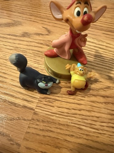 Disney Cinderella Figurine Bundle Set Featuring Lucifer, Jaq& Gus