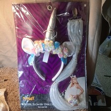 Spirit Halloween Pastel Flower Unicorn Set Ears Horn And Tail One Size Fits Most