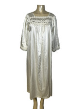 Vintage Christian Dior Gown Womens Small White Satin Lace Chemise Nightgown 80s