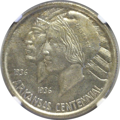 1938-S 50C Arkansas Commemorative Half Dollar NGC MS-66 - Picture 2 of 3