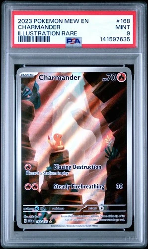 2023 POKEMON MEW EN-151 ILLUSTRATION RARE #168 CHARMANDER PSA 9