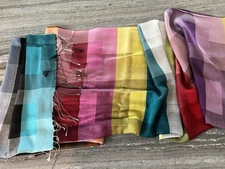 Italy Fulars Color Block Silk Scarf - Approx 70x26