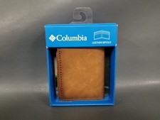 New Columbia Brown Leather Bifold Wallet 31C0240022 Attached To Box