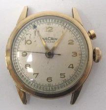 Vintage Vulcain Cricket Gold Filled Wrist Watch Runs with Nice Dial and Alarm