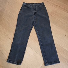 Lands End Vintage Made in USA Black High Rise Straight Leg Jeans Womens 10 R
