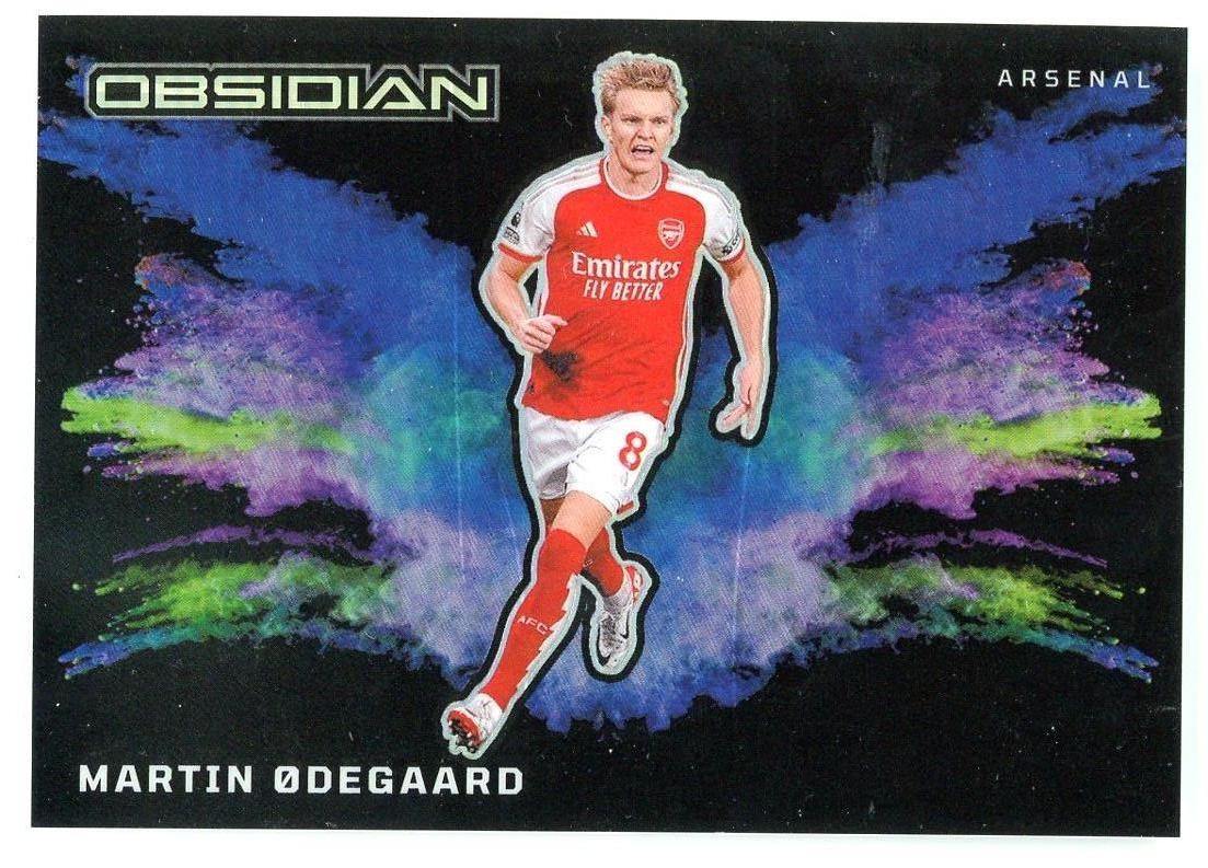 2023-24 Panini Obsidian #4 Martin Odegaard Black Colorblast