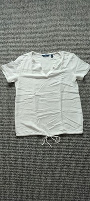 Damen Bluse weiß Tom Taylor, Gr.36, V-Ausschnitt, Kurzarm, Bändchen