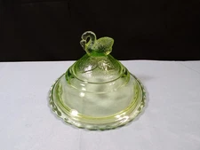 Westmoreland Vaseline Glass Swan Covered Candy Dish LID ONLY
