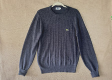 Vtg Lacoste Izod Cable Knit Sweater Mens Sz L Gray Embroidered Logo