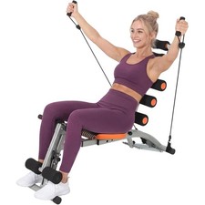 Multifunctional Ab Machine Adjustable Sit Up Bench Foldable w/ Back Support