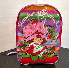 Strawberry Shortcake Girls Striped Backpack Zip Small Adjustable Strap Red