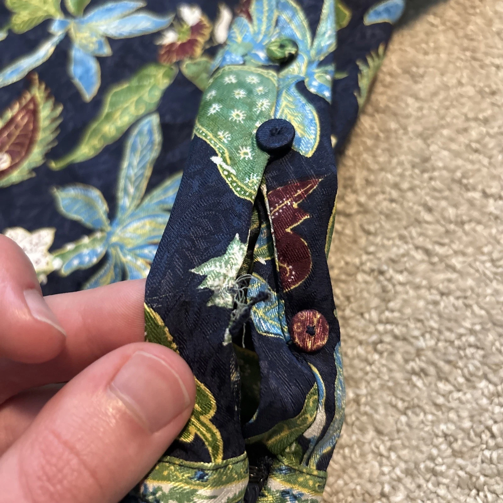 Abito Tory Burch Garden in seta di glicine taglia 6 blu verde floreale scollo a V difetto*