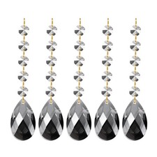 Teardrop Crystal Chandelier, 5 Pack 135mm Length Prisms Part Electroplating Gray