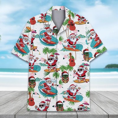 Christmas In July Santa Surfing Hawaiian Shirt Men Women  Aloha Short Sleeve4
