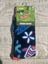 Men Shoe Size 6-13 Mountain Dew Multicolored Crew Socks 1 Pair Socks D091