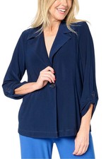 GRAVER Women's Susan Graver LK Luxe Notch Collar Jacket Navy