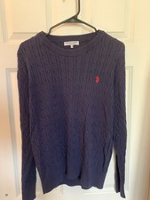 U.S. Polo Assn. Men s Navy Cable-Knit Crewneck Pullover Sweater Size M