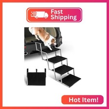 Foldable Dog Stairs for Car,17" Extra Wide Pet Ramp for Large Dog,5 Steps