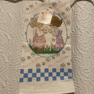 Vtg Kay Dee Precious Moments Tea Towel90 s Share A Cup Of Kindness 
