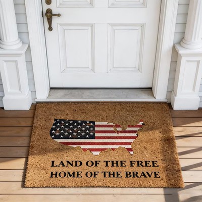 Patriotic USA Flag Map Doormat