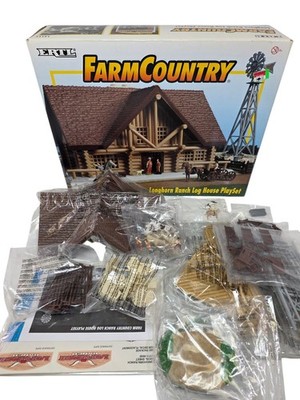ERTL Farm Country Longhorn Ranch Log House Complete Set 12111 Sealed Bags Boxed