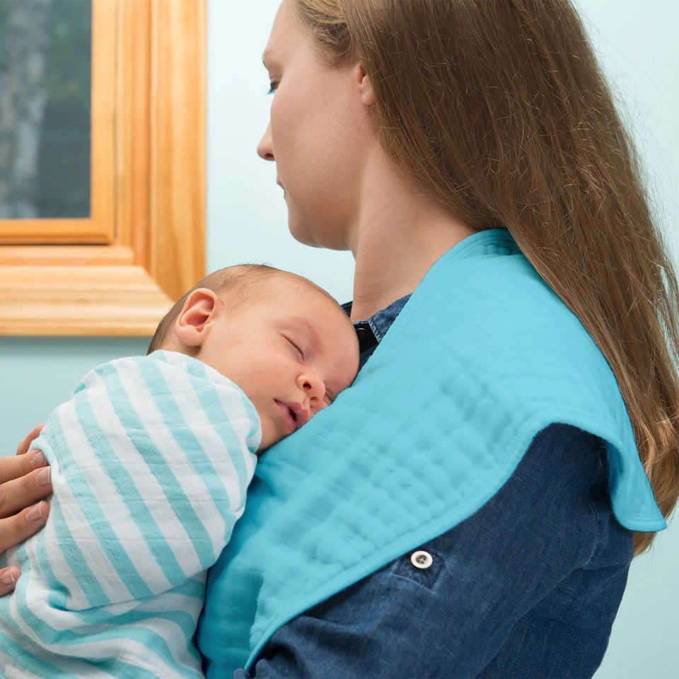 Paños para eructos de muselina hechos de algodón orgánico | 4 capas absorbentes protegen de... Foto 2 de 4