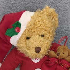 Russ Berrie Sammy Santa Light Brown Teddy Bear 9" Christmas Plush Stuffed Animal