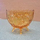 1940s Fenton Amber Gold Cabbage Rose Footed Oval Vase Bowl – 2.25"x4.5"x5"