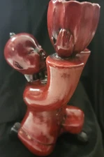 Fitz & Floyd Japanese Vernissage ASIAN BOY/MAN LIFTING/WORSHIP POT 6.5" Tall