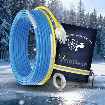 Water Pipe Heat Tape Kit -Thermostat Control for Winter Freeze Prevention