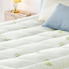 Mattress Topper Cooling Thick Breathable Viscose Made from Bamboo, Queen Green