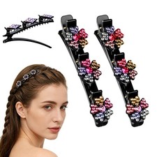 Sparkling Crystal Stone Braided Hair Clips, 2026 New 1 Count Pack of 1 , 22