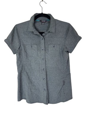 Outdoor Research Womens Gray Reflection Button Up Short Sleeve Shirt Size Small